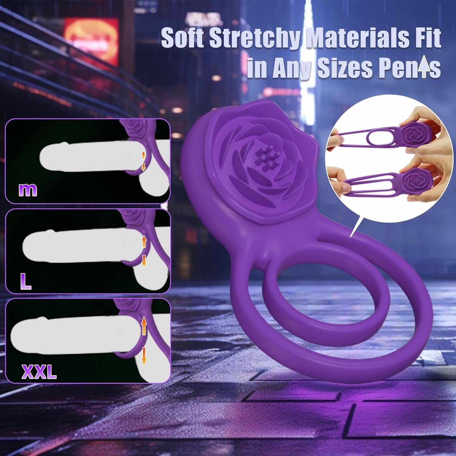 RoseBind Vibrating Dual Cock Ring Rose Clitoral 7 Modes - Vixen | Nova Network
