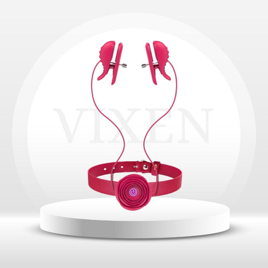 RoseBond Nipple Vibrator & BDSM Choker - Vixen | Nova Network