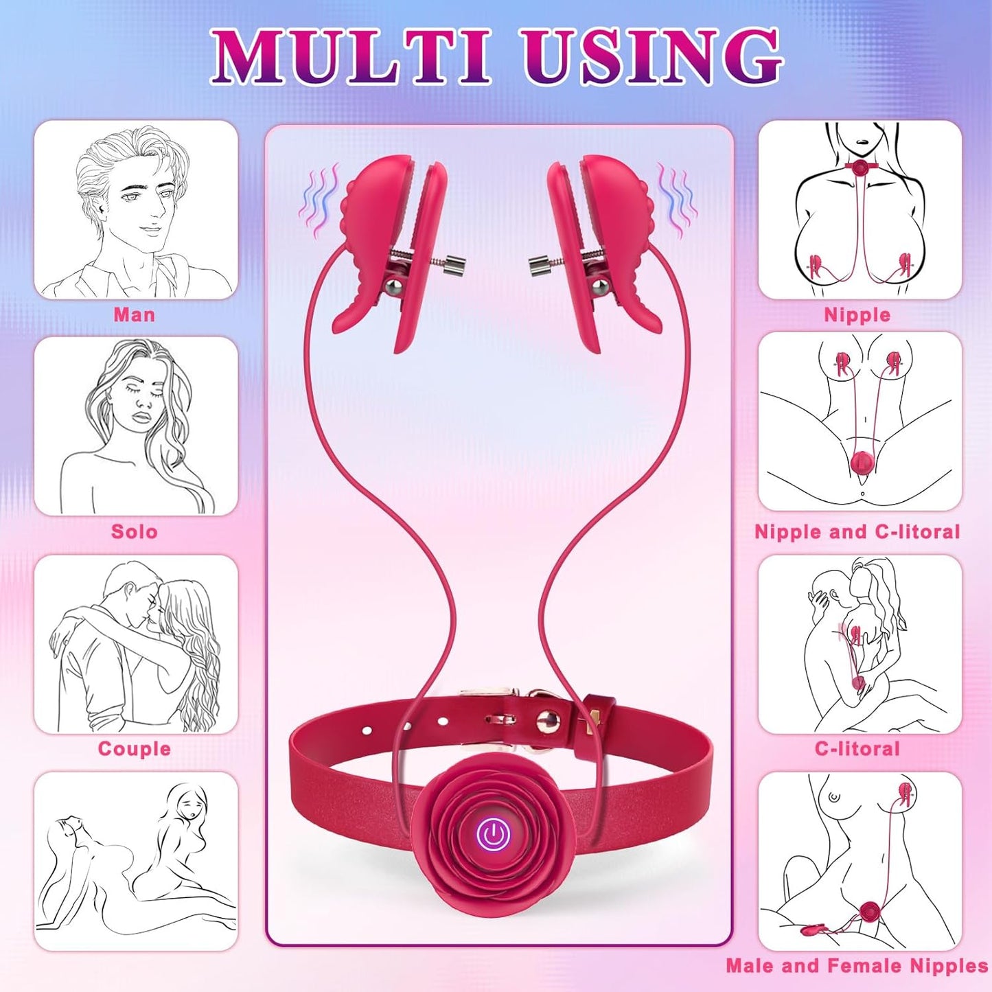 RoseBond Nipple Vibrator & BDSM Choker - Vixen | Nova Network