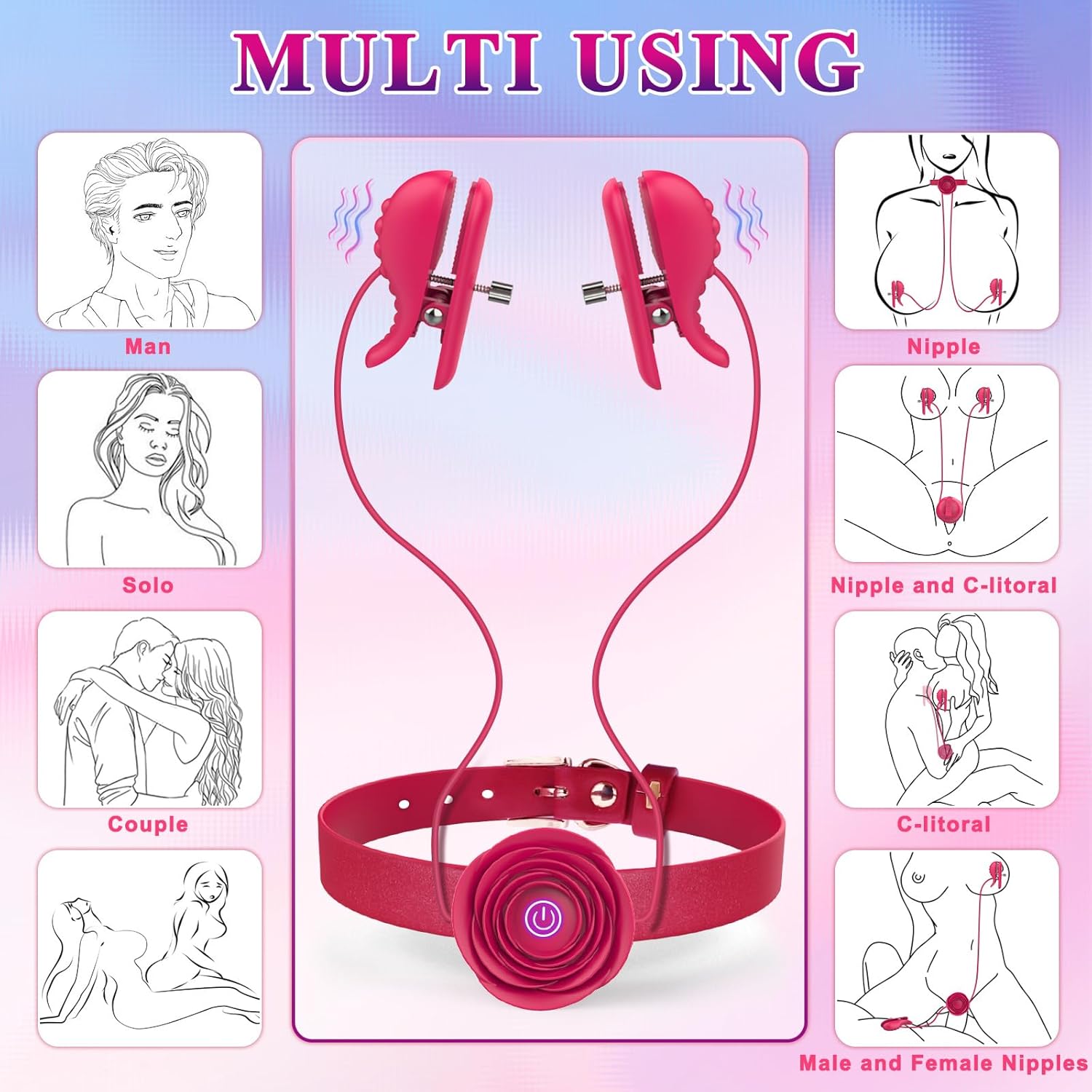 RoseBond Nipple Vibrator & BDSM Choker - Vixen | Nova Network