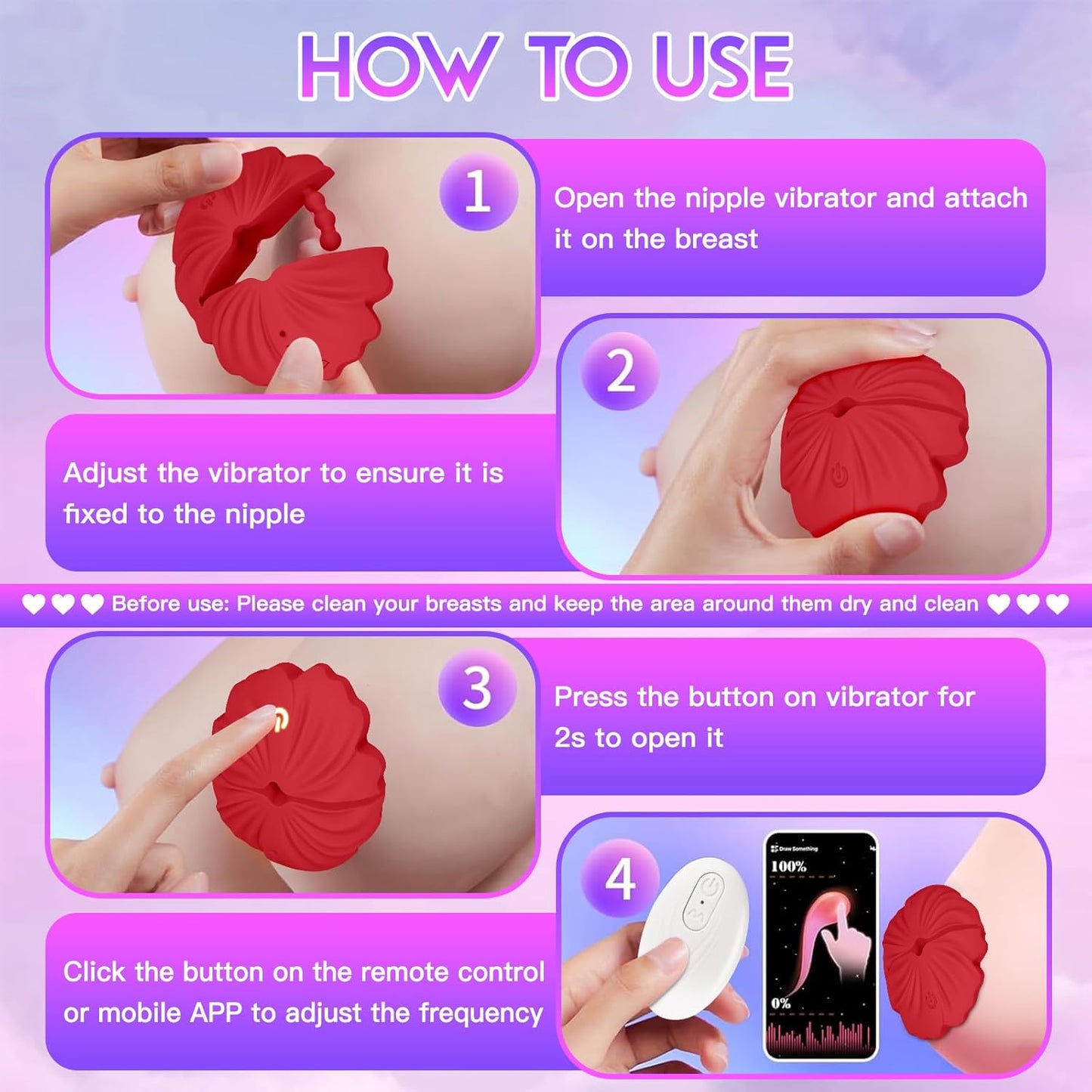 RoseBound Smart Vibrating Nipple Clamps - Vixen | Nova Network