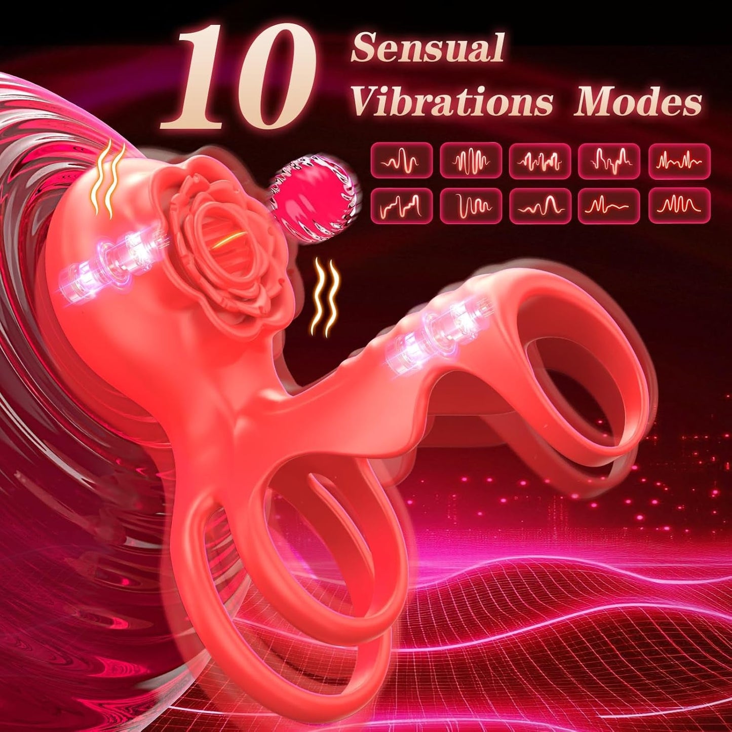 RoseClutch Vibrating Cock Ring Rose Licking Stimulator - Vixen | Nova Network