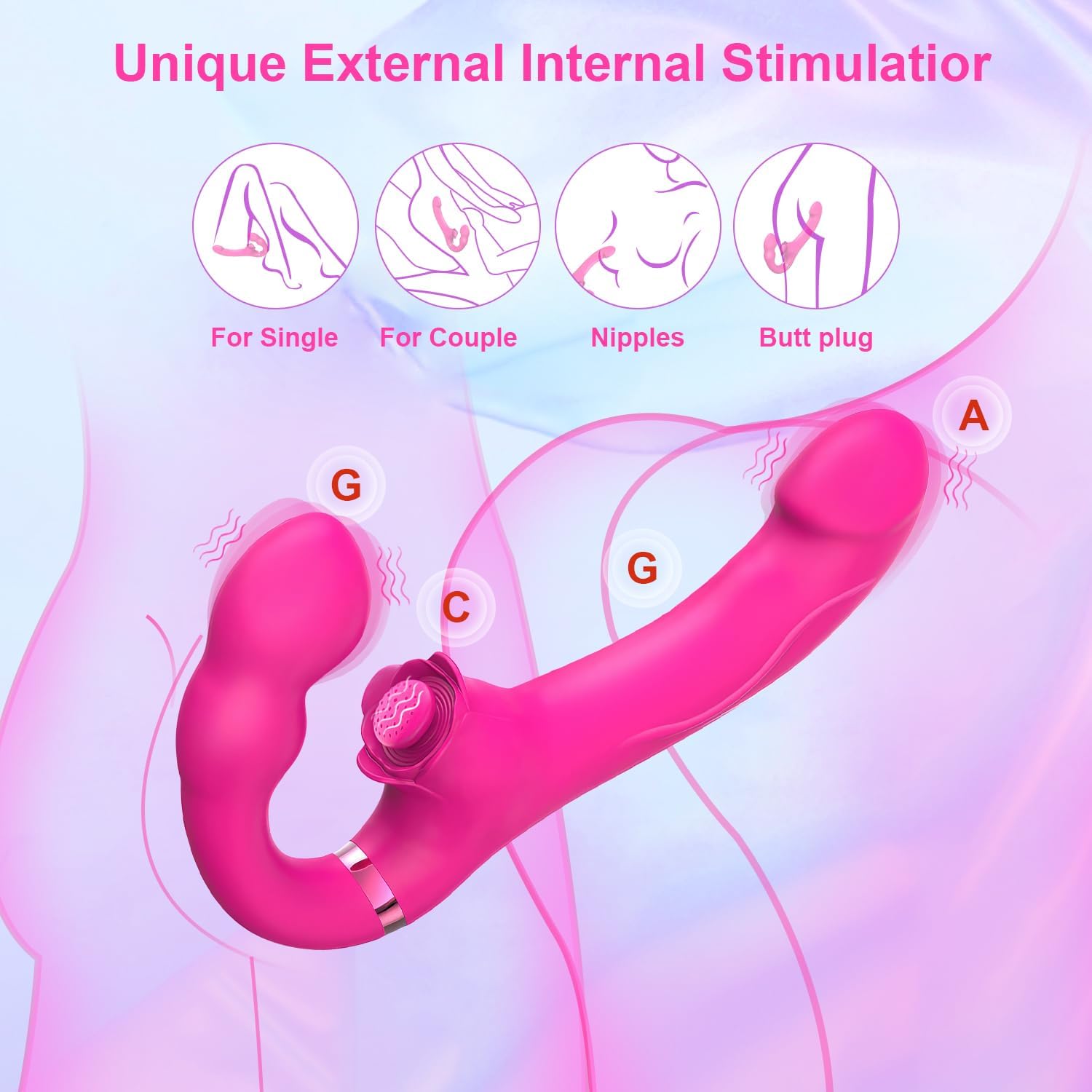 RoseDuo Strapless Vibrating Double Dildo - Vixen | Nova Network