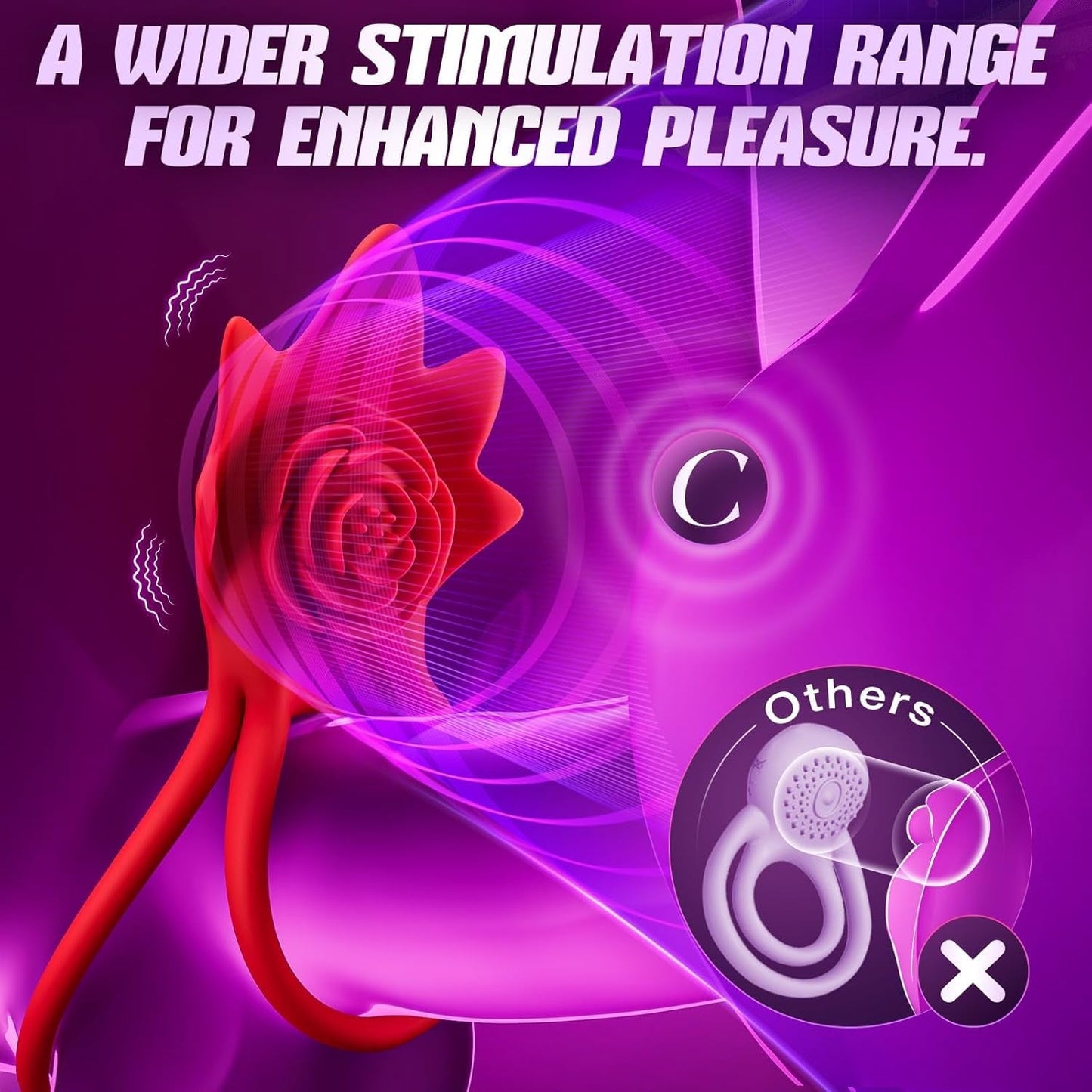 RoseEcho Vibrating Couples Cock Ring Rose AI Sync 9 Modes - Vixen | Nova Network