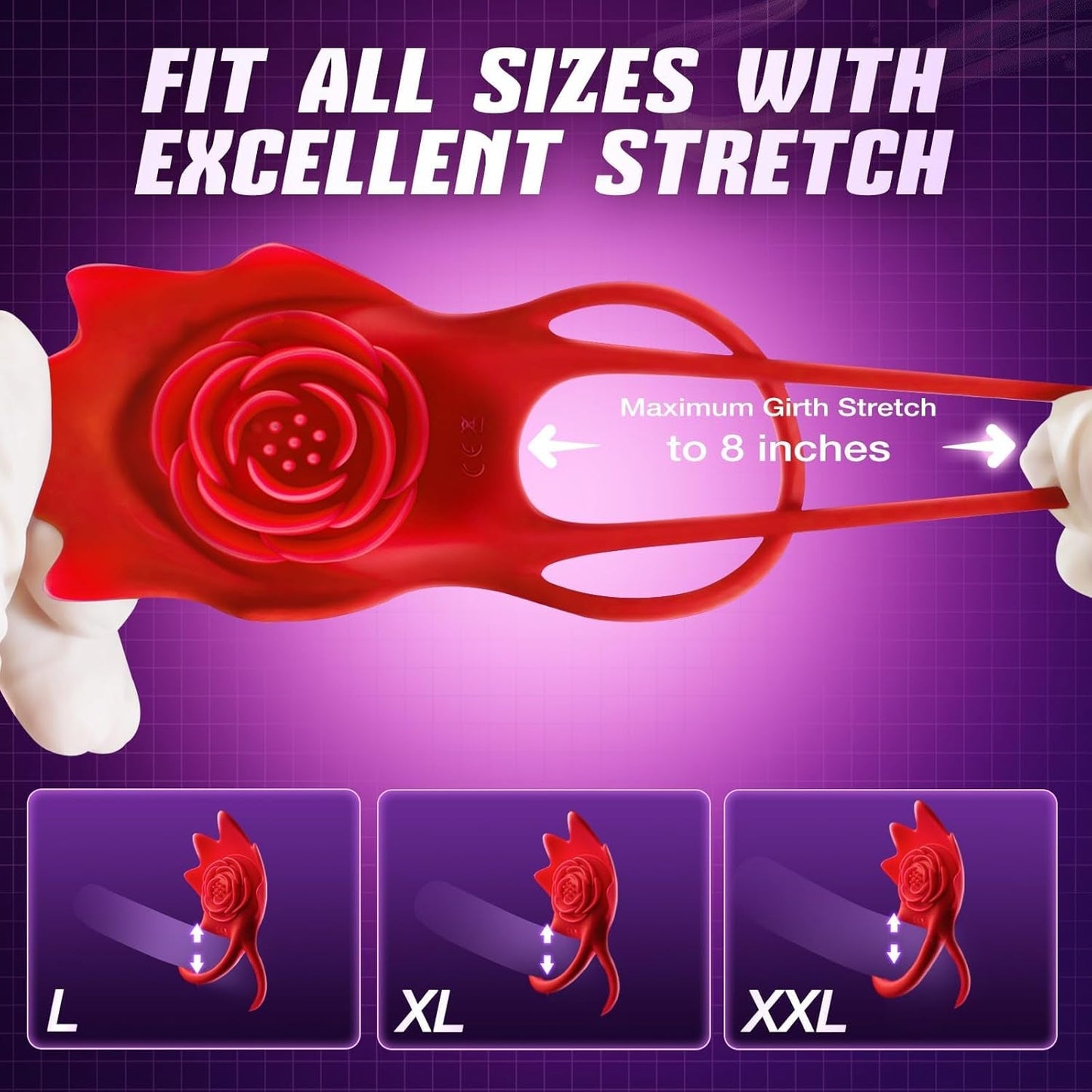 RoseEcho Vibrating Couples Cock Ring Rose AI Sync 9 Modes - Vixen | Nova Network