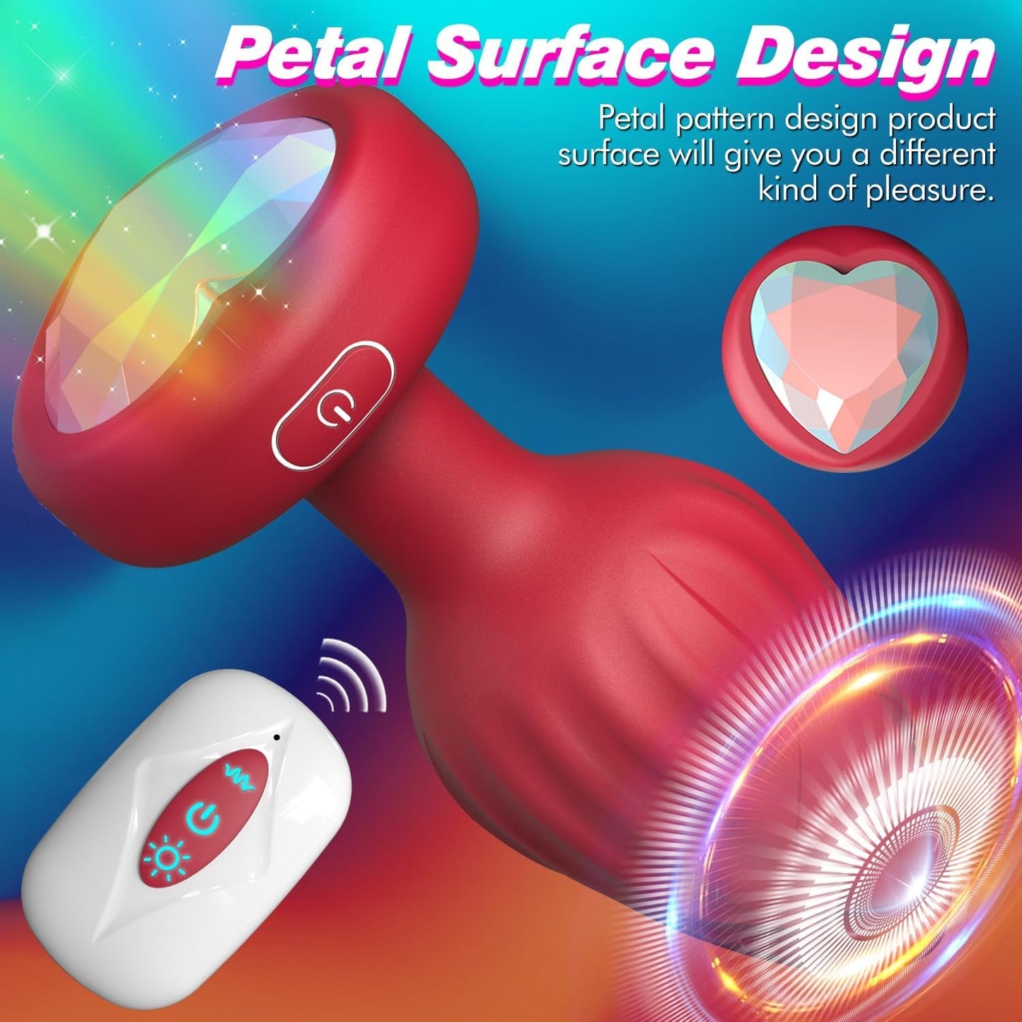 RoseGlow Light-Up Vibrating Rose Butt Plug 10 Modes - Vixen | Nova Network