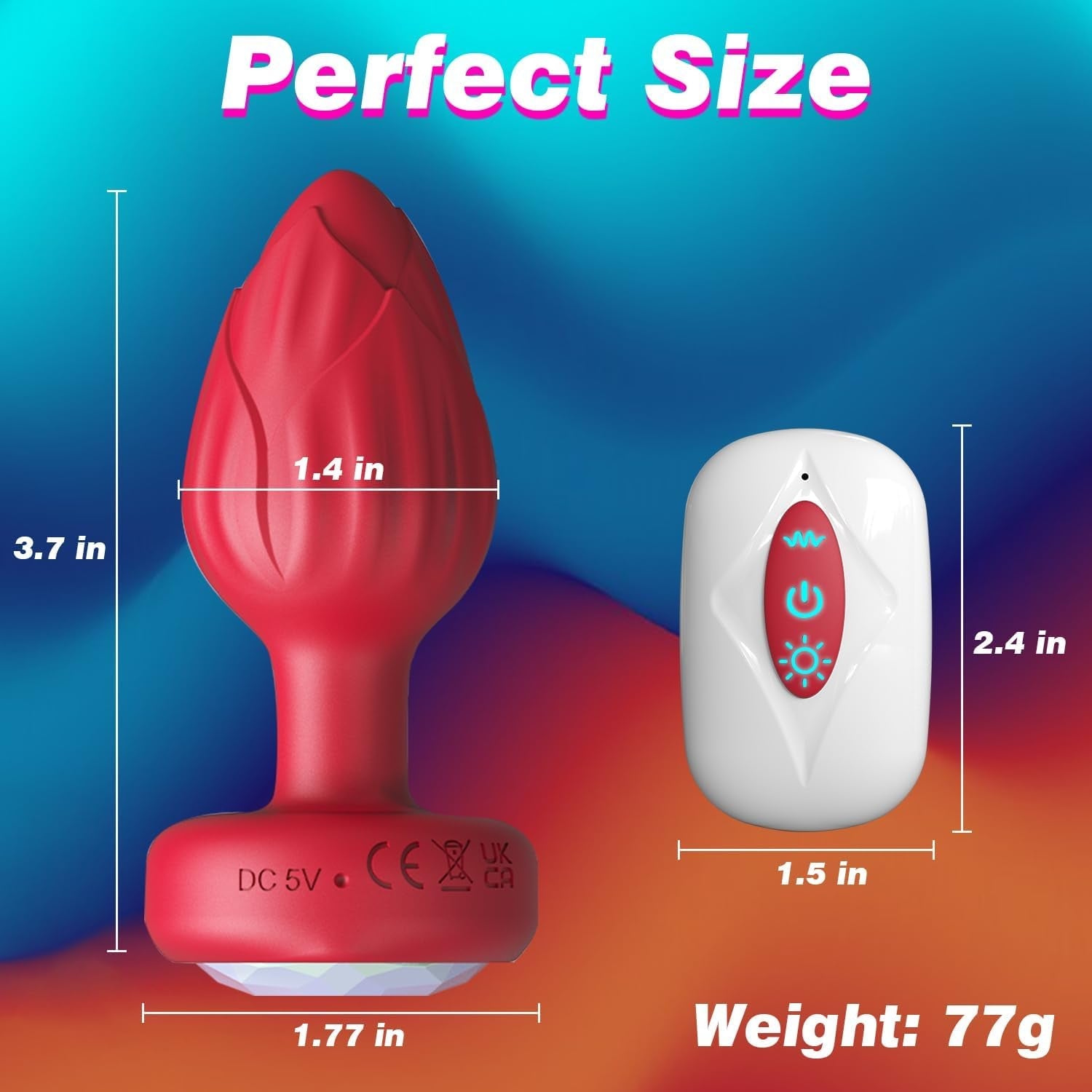 RoseGlow Light-Up Vibrating Rose Butt Plug 10 Modes - Vixen | Nova Network