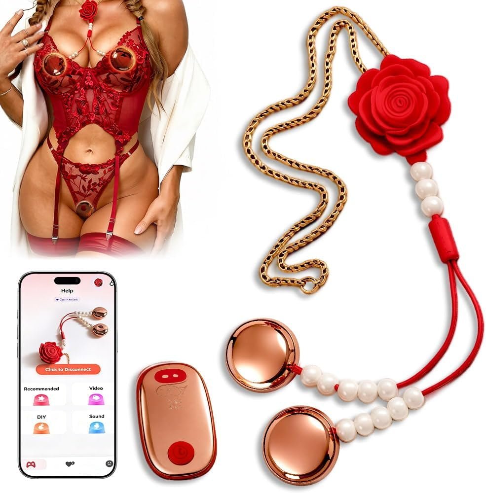 RoseLace App-Controlled Wearable Vibrator Lingerie Set with Nipple Vibrators - Vixen Adult Playroom