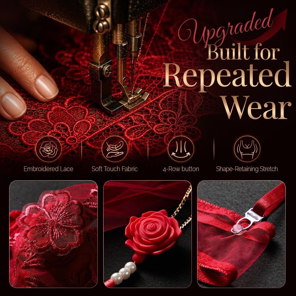 RoseLace App-Controlled Wearable Vibrator Lingerie Set with Nipple Vibrators - Vixen Adult Playroom