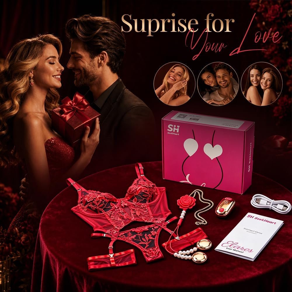RoseLace App-Controlled Wearable Vibrator Lingerie Set with Nipple Vibrators - Vixen Adult Playroom