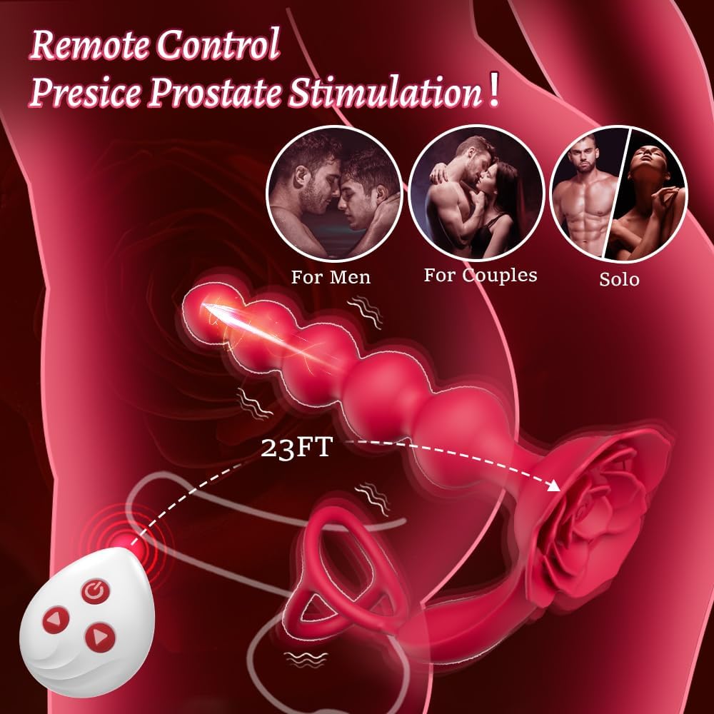 RoseLock 3 - in - 1 Anal Vibrator with Dual Ring & Remote - Vixen | Nova Network