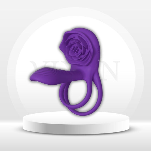 RoseQuartet Vibrating Cock Ring Rose Girth Sleeve 9 Modes - Vixen | Nova Network