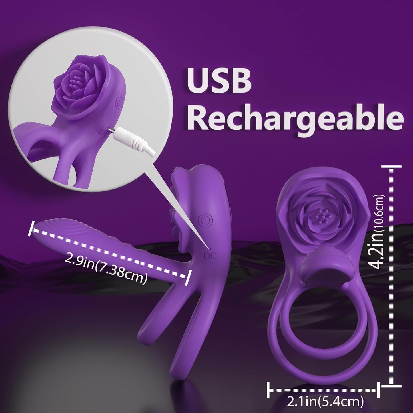 RoseQuartet Vibrating Cock Ring Rose Girth Sleeve 9 Modes - Vixen | Nova Network