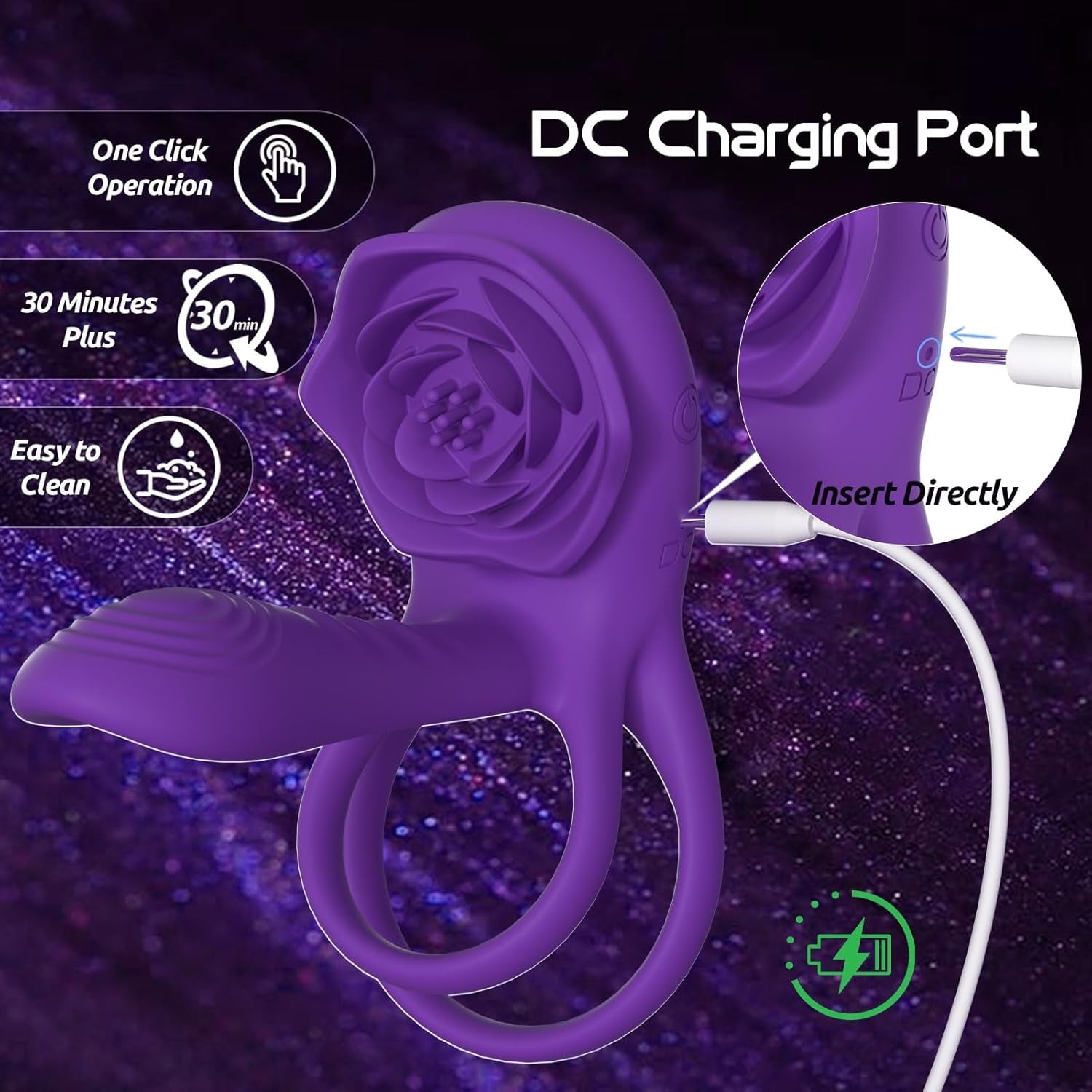 RoseQuartet Vibrating Cock Ring Rose Girth Sleeve 9 Modes - Vixen | Nova Network