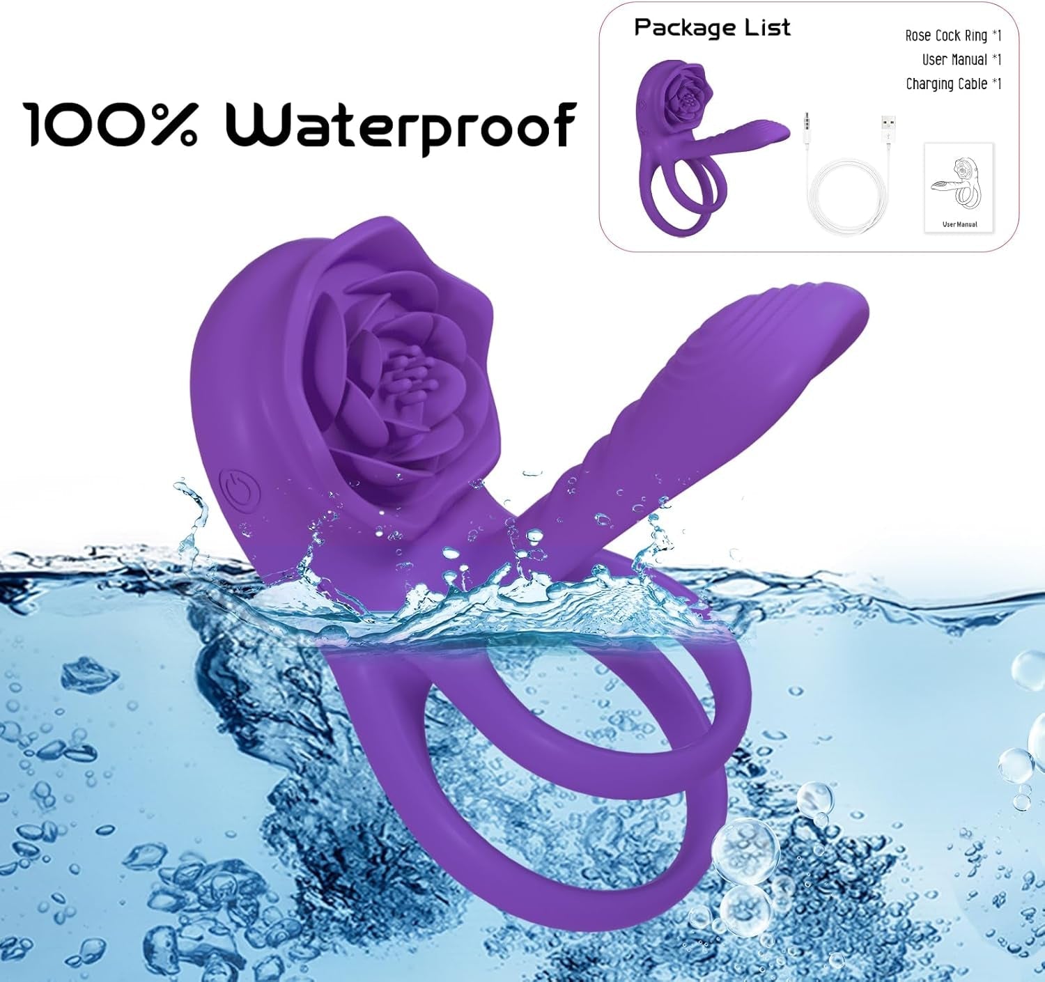 RoseQuartet Vibrating Cock Ring Rose Girth Sleeve 9 Modes - Vixen | Nova Network