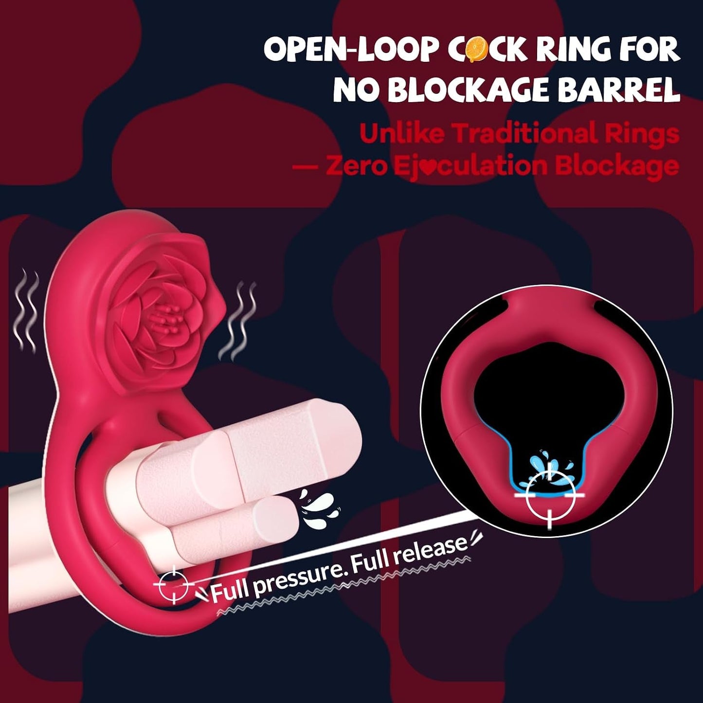 RoseReign App-Control Vibrating Cock Ring with Clit Stimulator - Vixen Adult Playroom