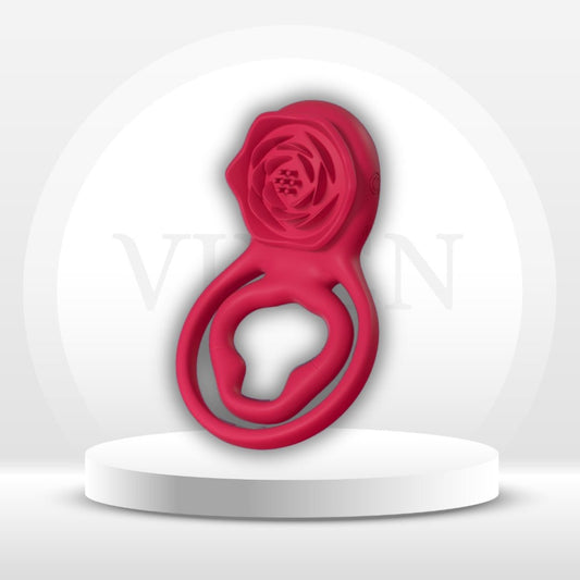 RoseReign App-Control Vibrating Cock Ring with Clit Stimulator - Vixen Adult Playroom
