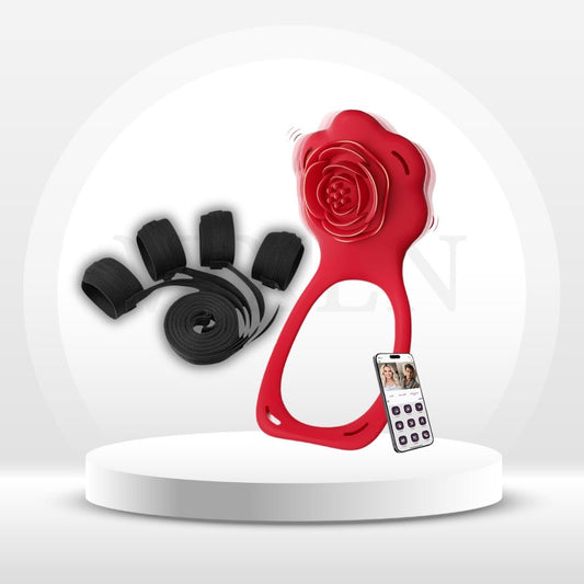 RoseSurrender App-Controlled Couples Vibrator & Bondage Restraint Set - Vixen Adult Playroom