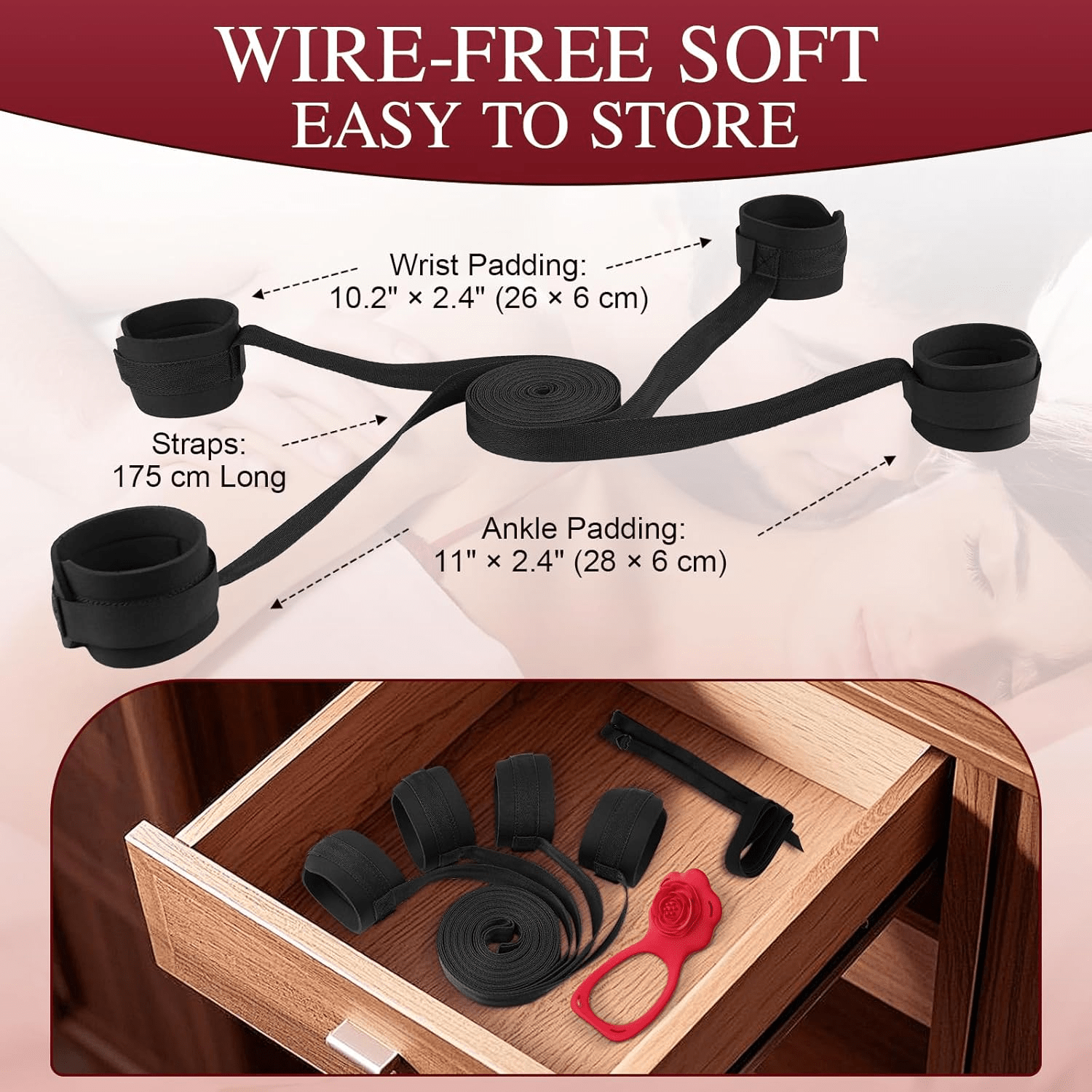 RoseSurrender App-Controlled Couples Vibrator & Bondage Restraint Set - Vixen Adult Playroom
