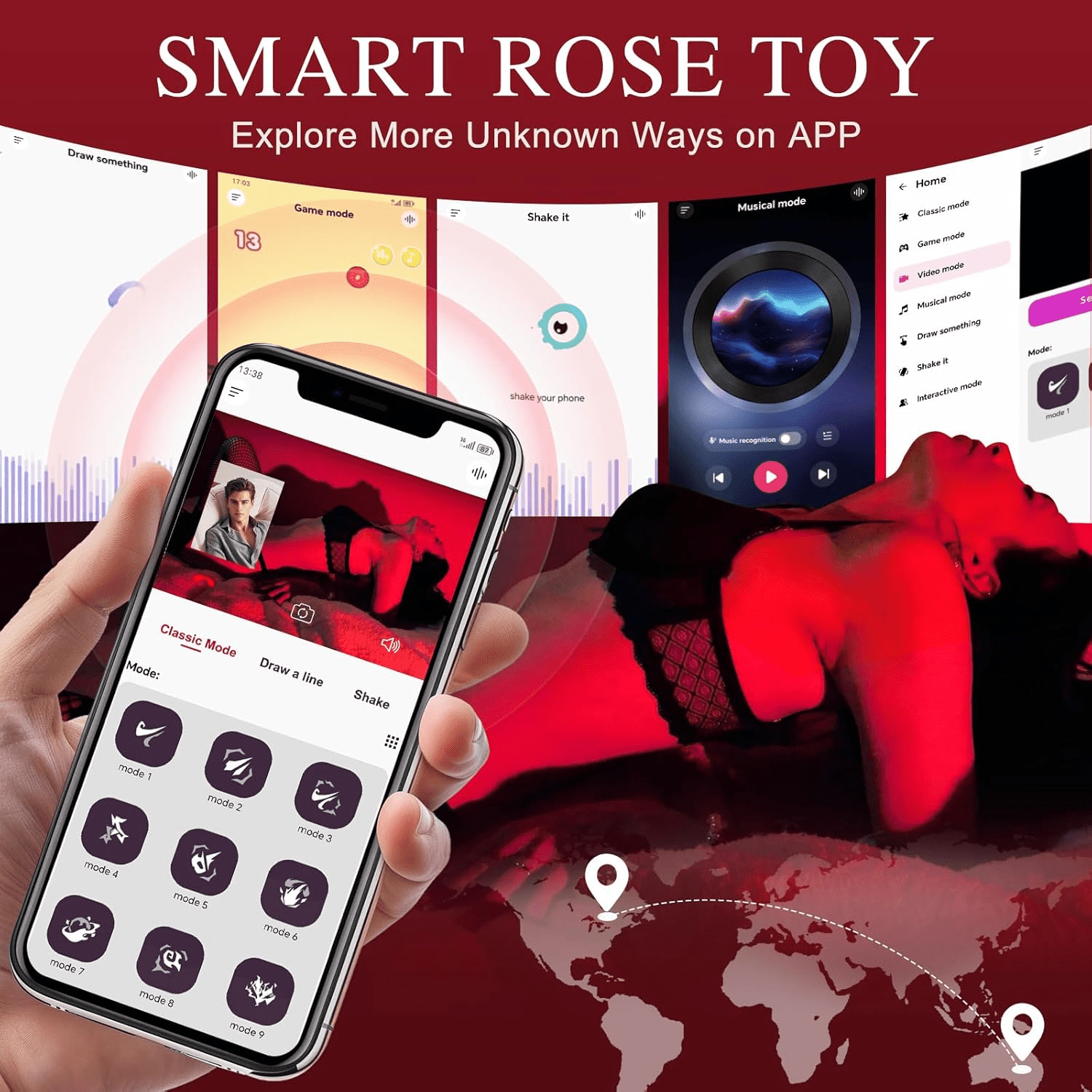 RoseSurrender App-Controlled Couples Vibrator & Bondage Restraint Set - Vixen Adult Playroom