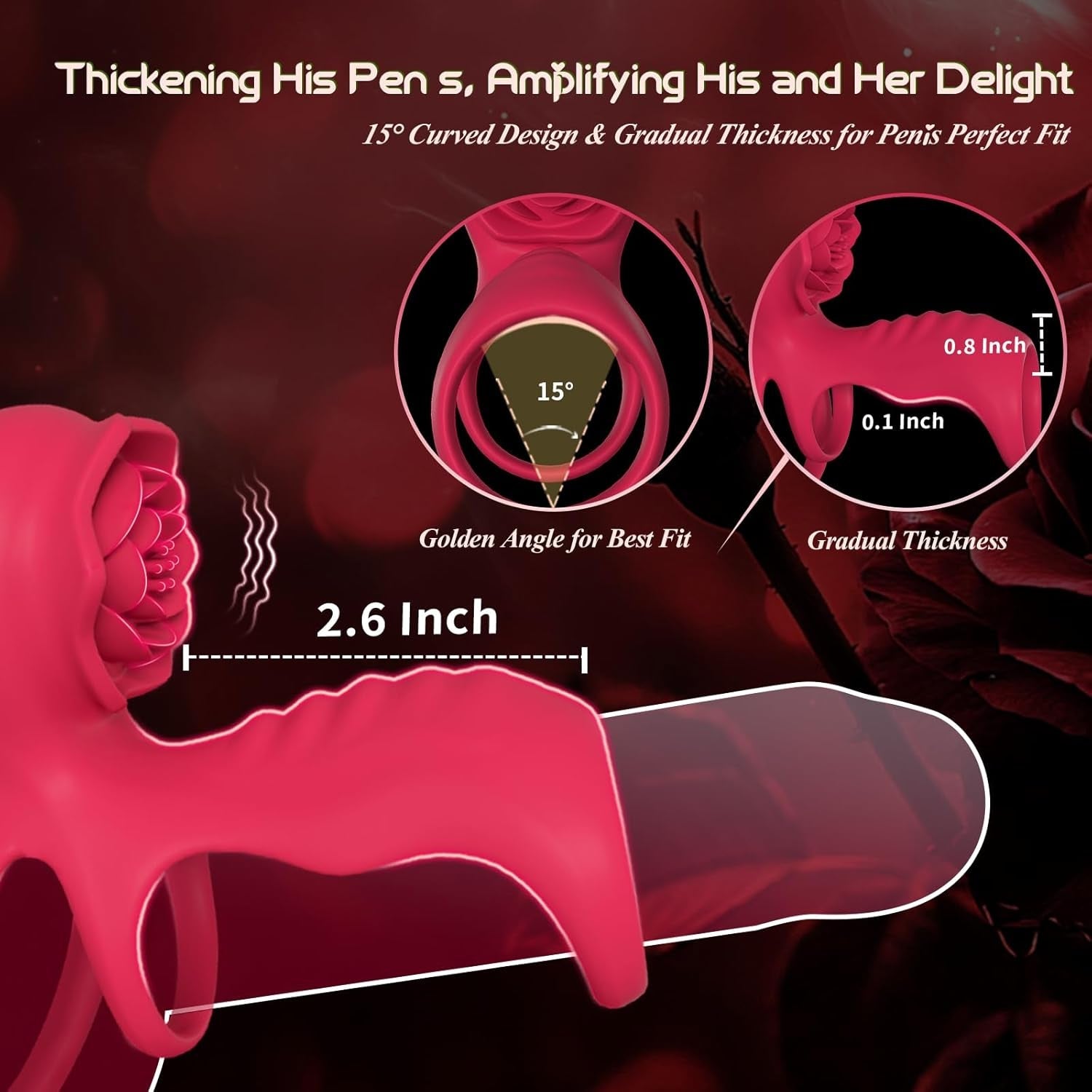 RoseTrinity Cock Ring Clit Stim Girth Sleeve 3-Ring 9 Modes - Vixen | Nova Network