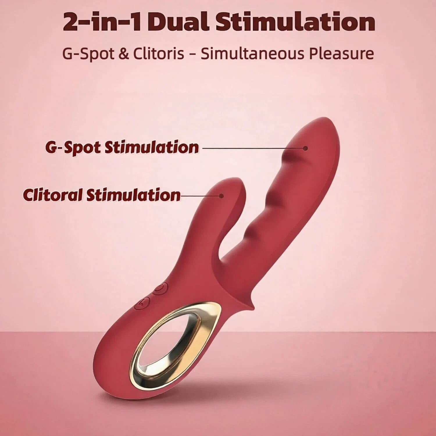 RubyRush 2-in-1 G-Spot Rabbit Vibrator – 12 Modes - Vixen Adult Playroom