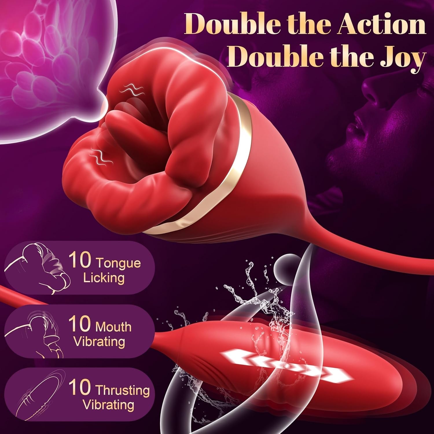 ScarletBloom 3-in-1 Rose Vibrator – Suck, Lick & Thrust - Vixen Adult Playroom