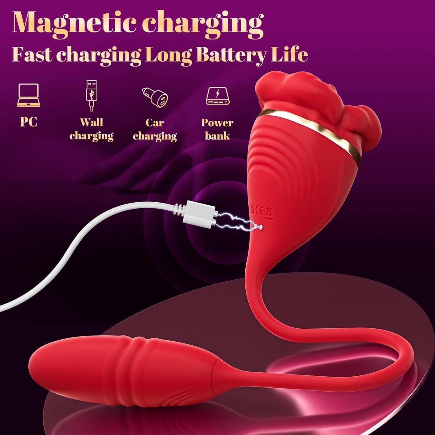 ScarletBloom 3-in-1 Rose Vibrator – Suck, Lick & Thrust - Vixen Adult Playroom