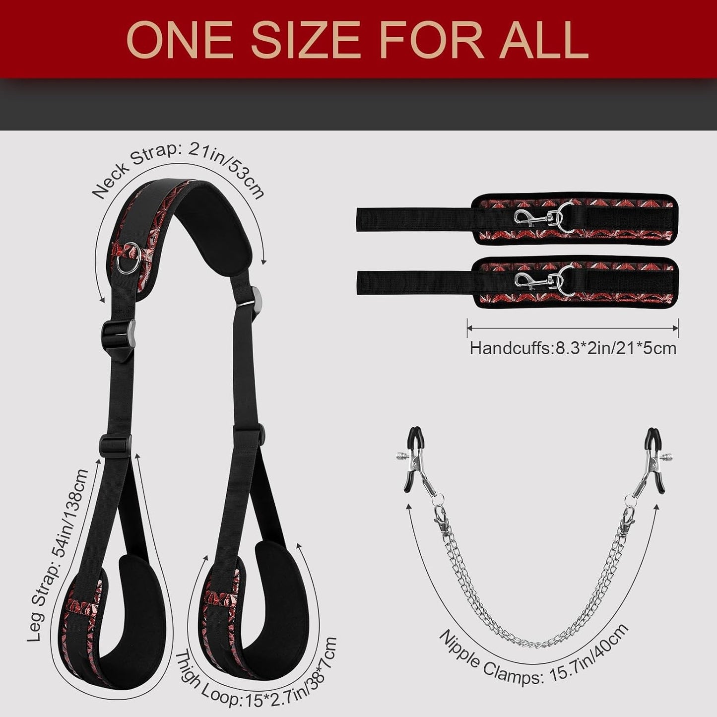 ScarletLift Neck-to-Thigh Bondage Sling – Cuffs & Nipple Clamps - Vixen Adult Playroom