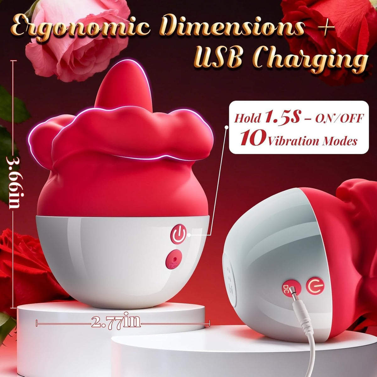 ScarletLips Big-Mouth Rose Tongue Vibrator – 10 Licking Modes - Vixen Adult Playroom