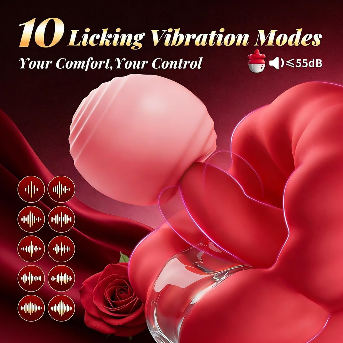 ScarletLips Big-Mouth Rose Tongue Vibrator – 10 Licking Modes - Vixen Adult Playroom