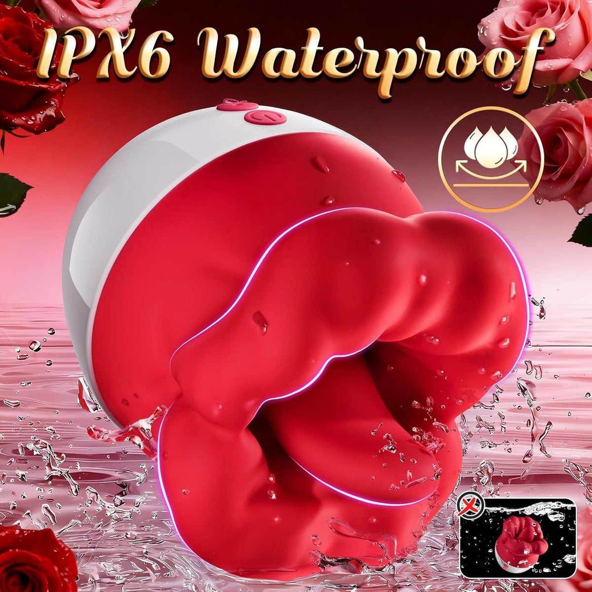 ScarletLips Big-Mouth Rose Tongue Vibrator – 10 Licking Modes - Vixen Adult Playroom