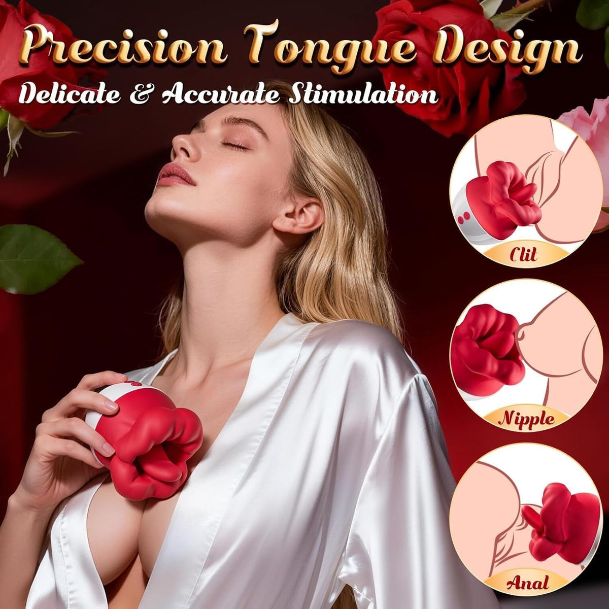 ScarletLips Big-Mouth Rose Tongue Vibrator – 10 Licking Modes - Vixen Adult Playroom
