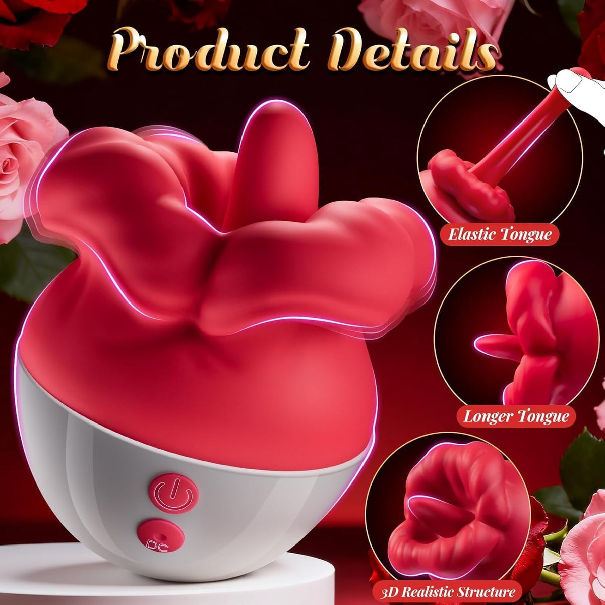 ScarletLips Big-Mouth Rose Tongue Vibrator – 10 Licking Modes - Vixen Adult Playroom