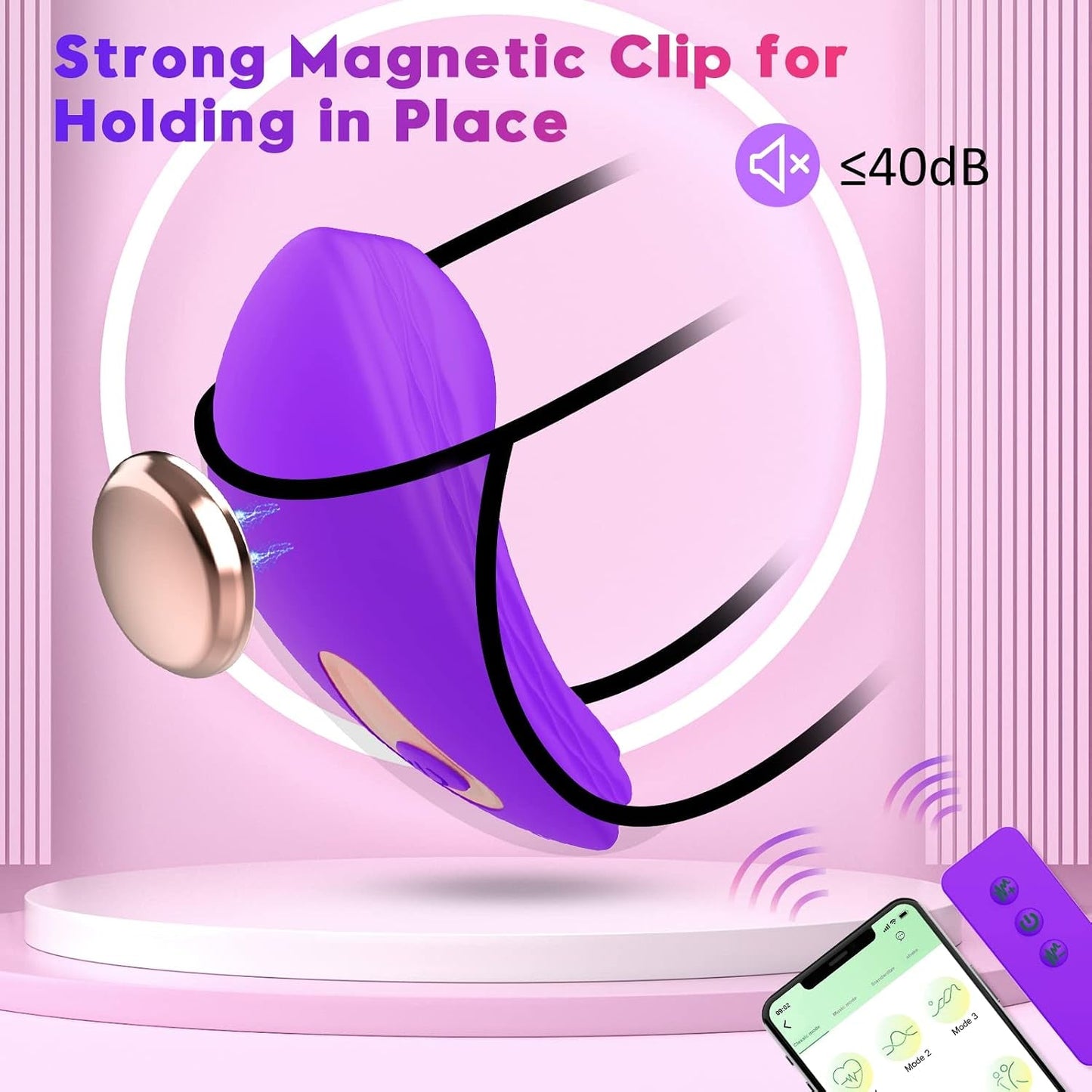 SecretClip Wearable Panty Vibrator – App & Remote, 10 Modes - Vixen Adult Playroom