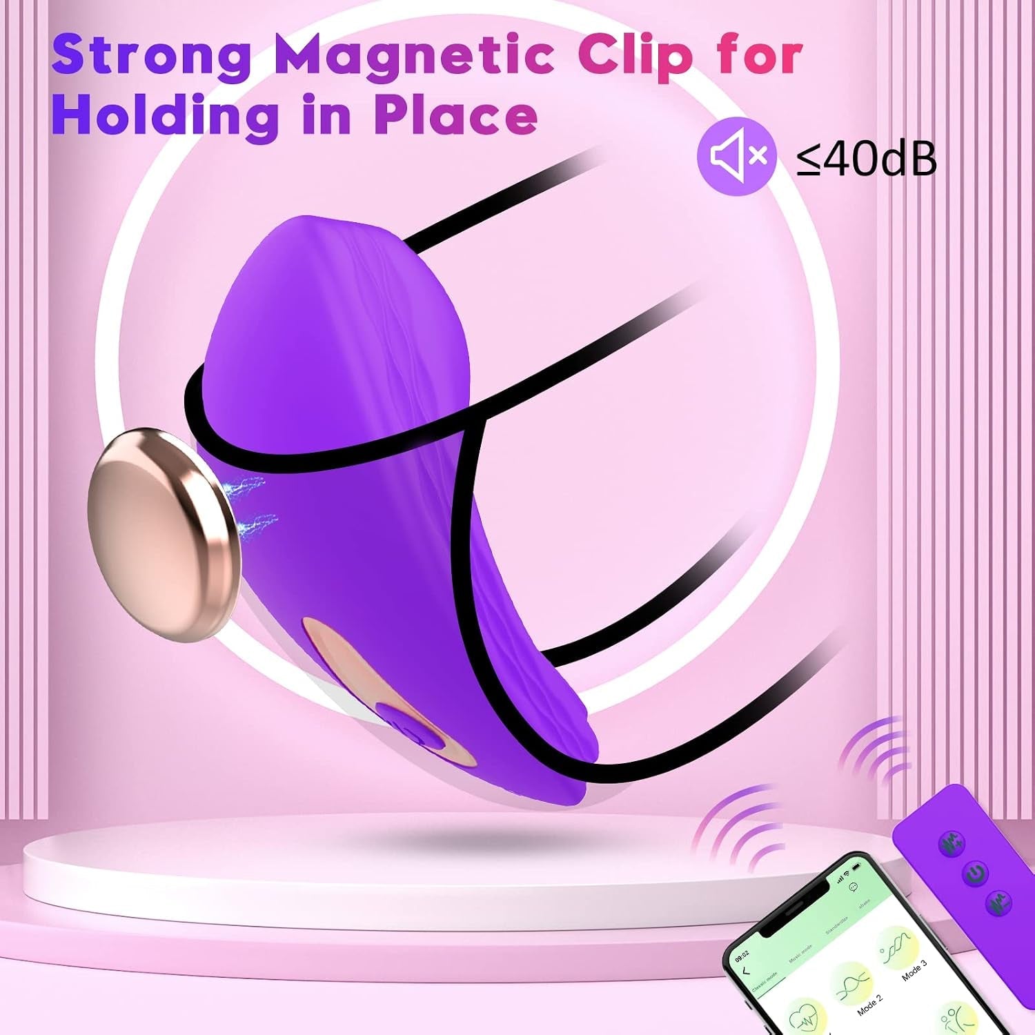SecretClip Wearable Panty Vibrator – App & Remote, 10 Modes - Vixen Adult Playroom