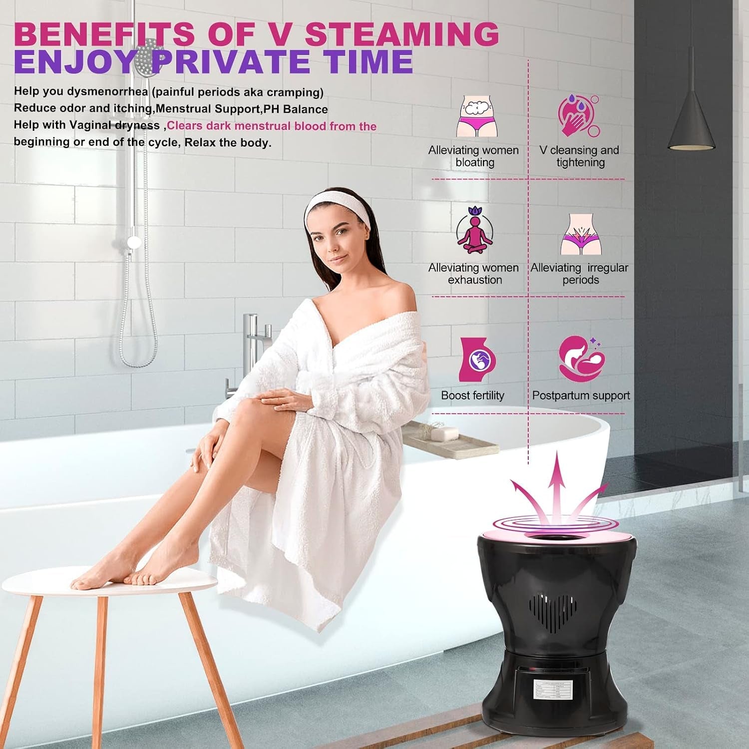 SereneEmber Electric V Steam Seat with Touch & Remote Control - Vixen Adult Playroom