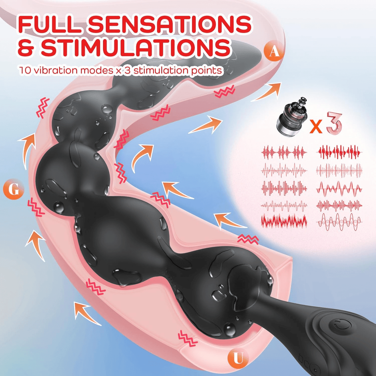 SerpentineBead 14.4" Vibrating Anal Beads – 3 Motors, 10 Modes - Vixen Adult Playroom