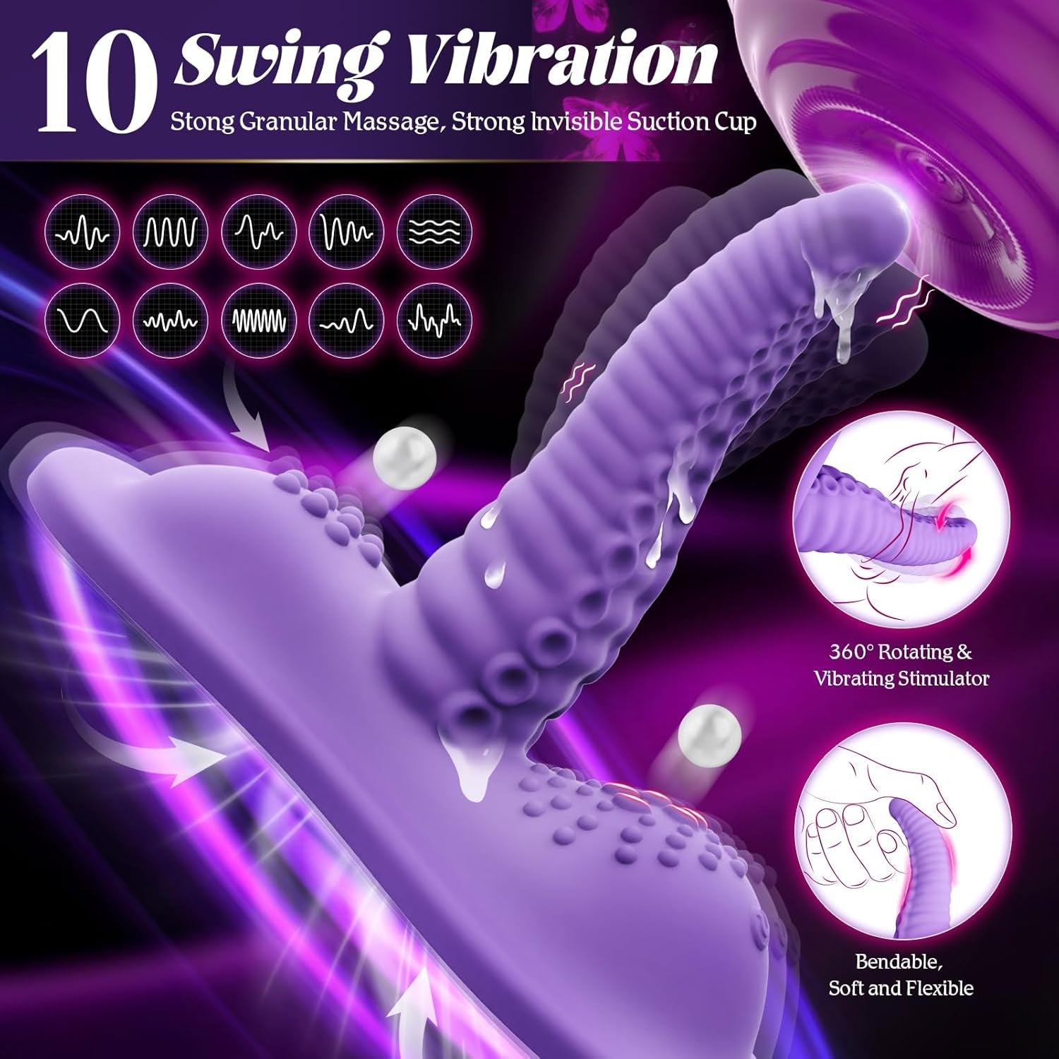 Sex Toys with Strong Invisible Suction, Riding Grinding 6.5" Big Thick Dildo 10 Swing &Vibrating Adult Toys for Women Female Sex Toy Triple Stimulus Dildos, Couples Romote Control Vibrator Sex Machine - Vixen | Nova Network