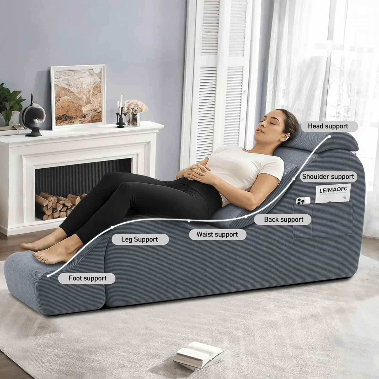 ShadowCurve Dark Gray Sex Chaise Lounge Chair - Vixen | Nova Network