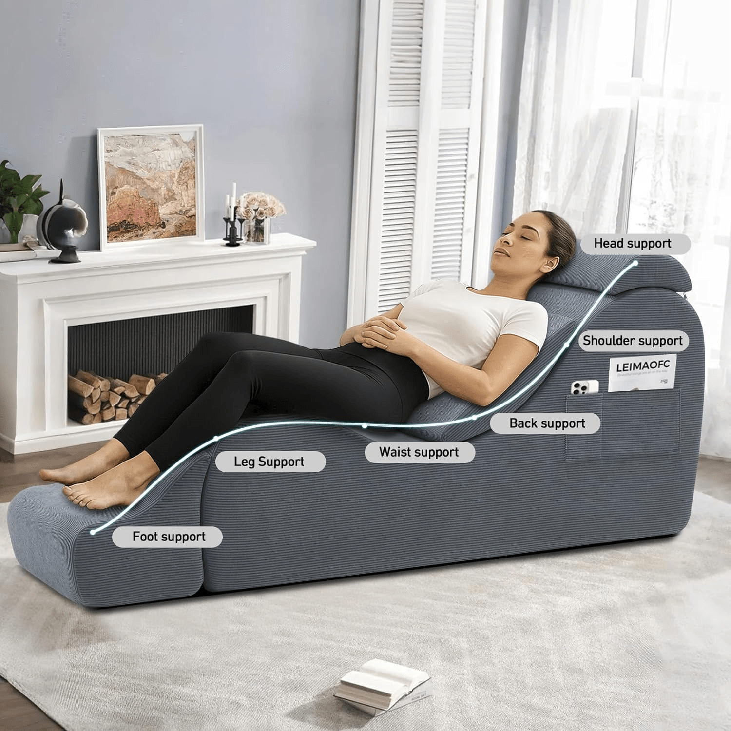 ShadowCurve Dark Gray Sex Chaise Lounge Chair - Vixen | Nova Network