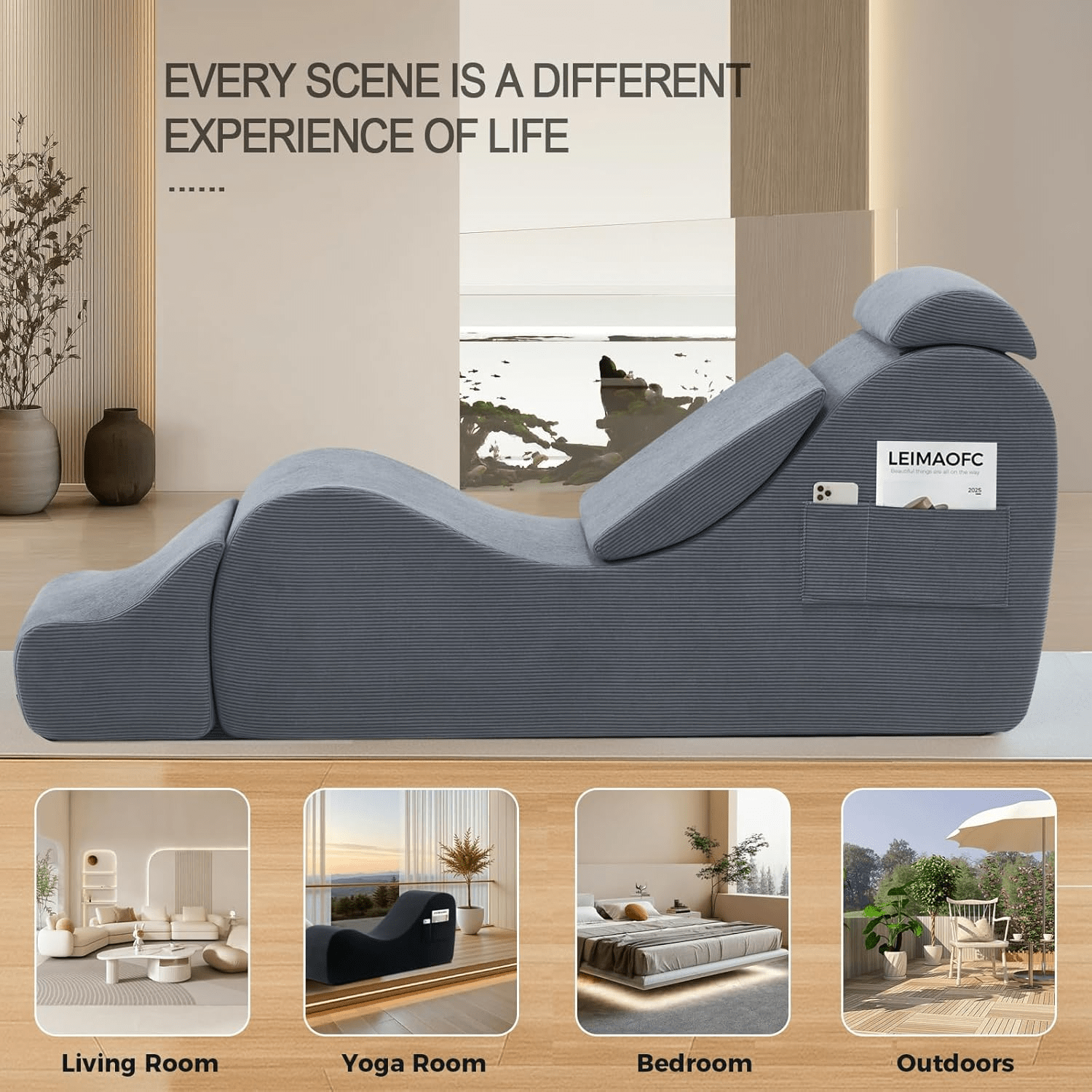 ShadowCurve Dark Gray Sex Chaise Lounge Chair - Vixen | Nova Network