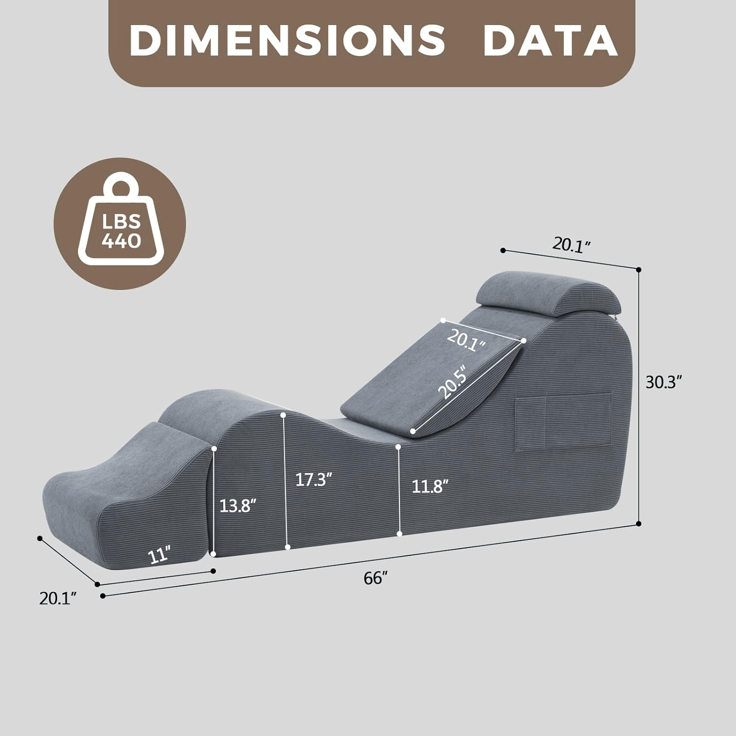 ShadowCurve Dark Gray Sex Chaise Lounge Chair - Vixen | Nova Network