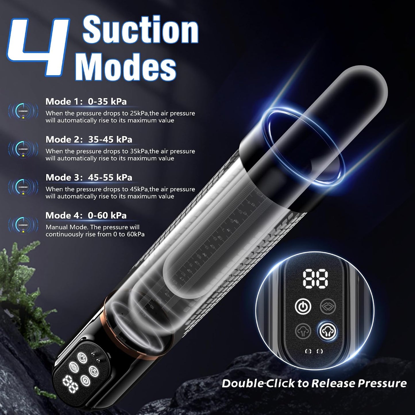 ShadowGrip Automatic Electric Penis Pump with LCD Display & 7 Modes - Vixen Adult Playroom