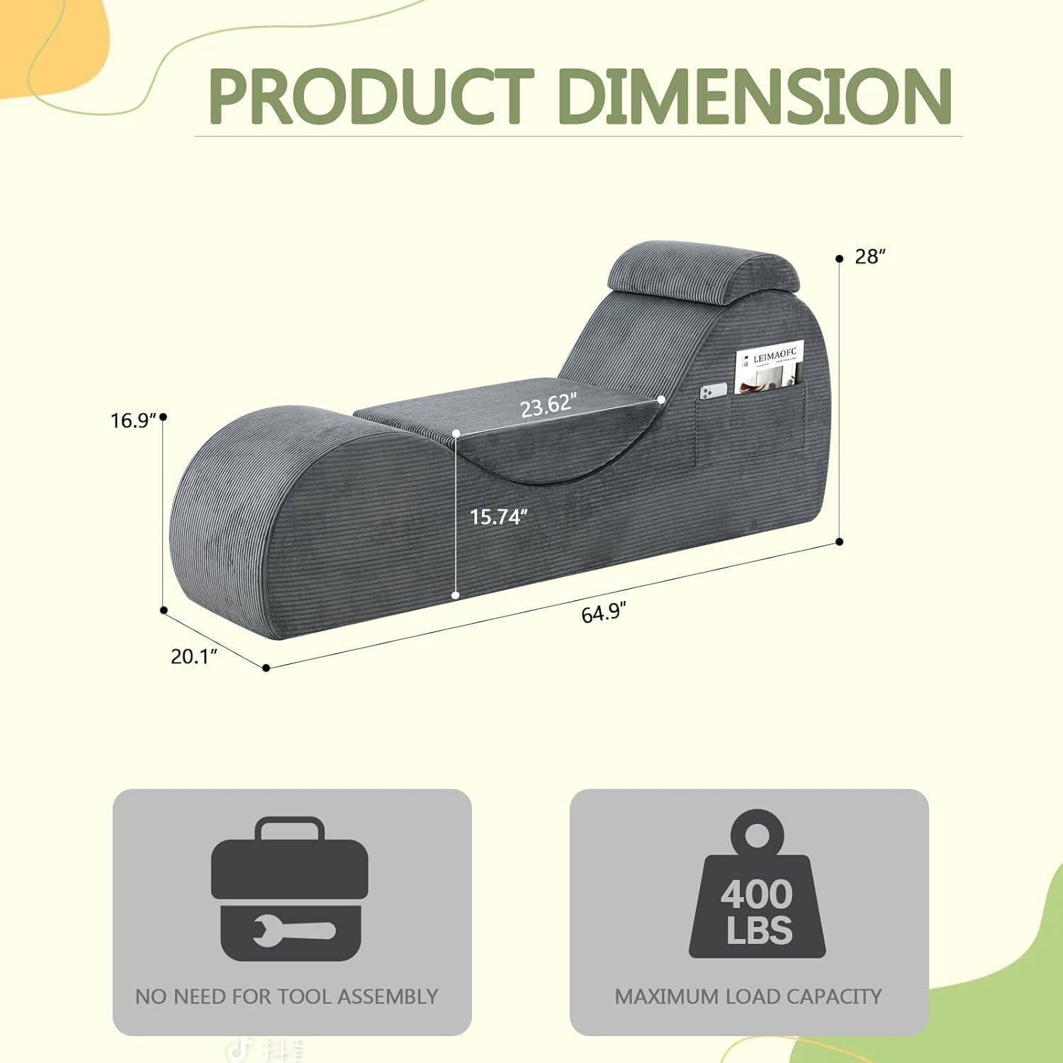ShadowVice Dark Gray Sex Chaise Lounge Chair - Vixen | Nova Network