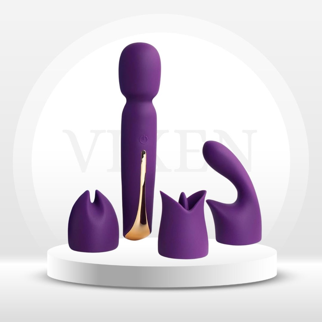 SilentCrown 4-in-1 Wand Vibrator Kit | 3 Attachments - Vixen Adult Playroom