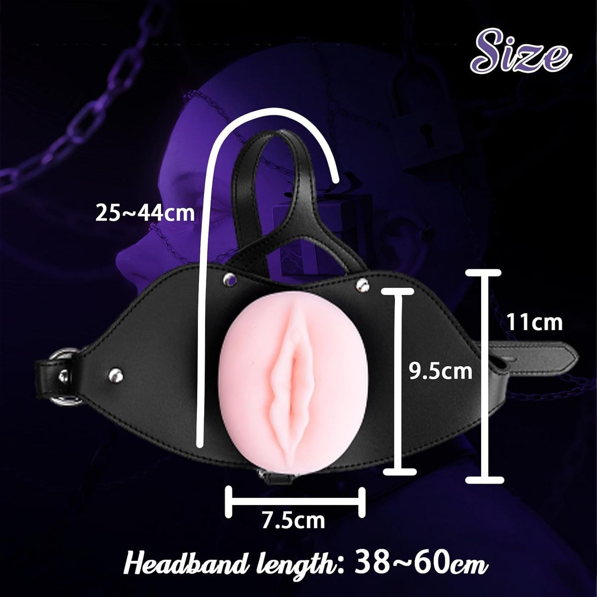 SilkMuzzle Head-Mounted Oral Sex Mouth Gag with Textured Pussy Masturbator - Vixen Adult Playroom
