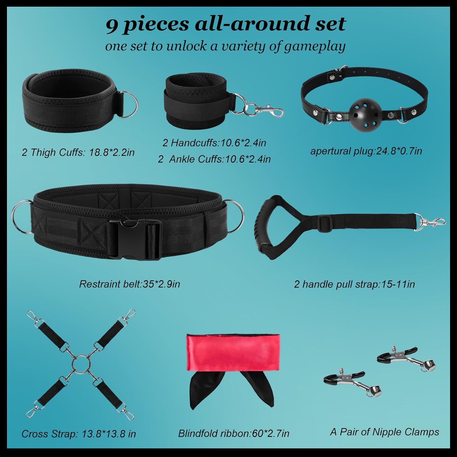 SinGrip 9 - Piece BDSM Restraints Set - Vixen | Nova Network