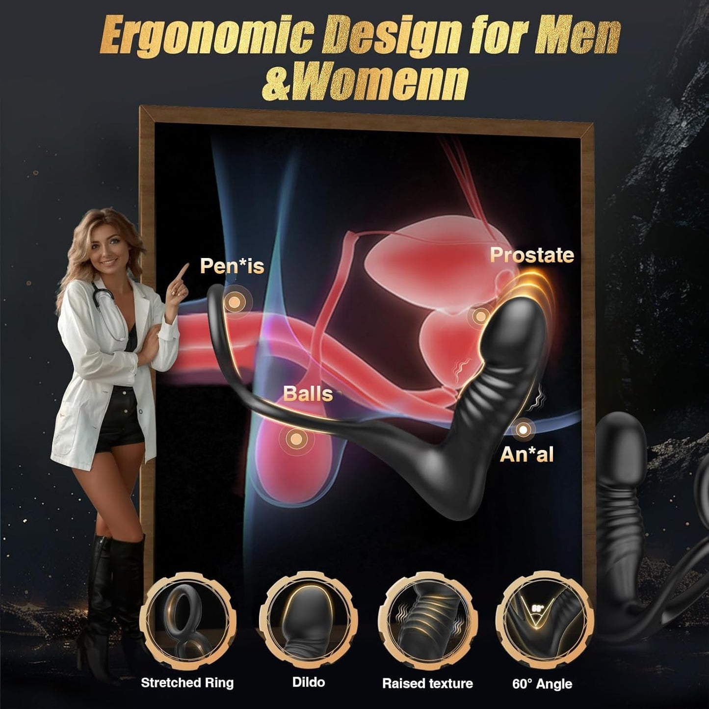 SlateOrbit Thrusting Prostate Massager Cock Ring 7 Modes - Vixen | Nova Network