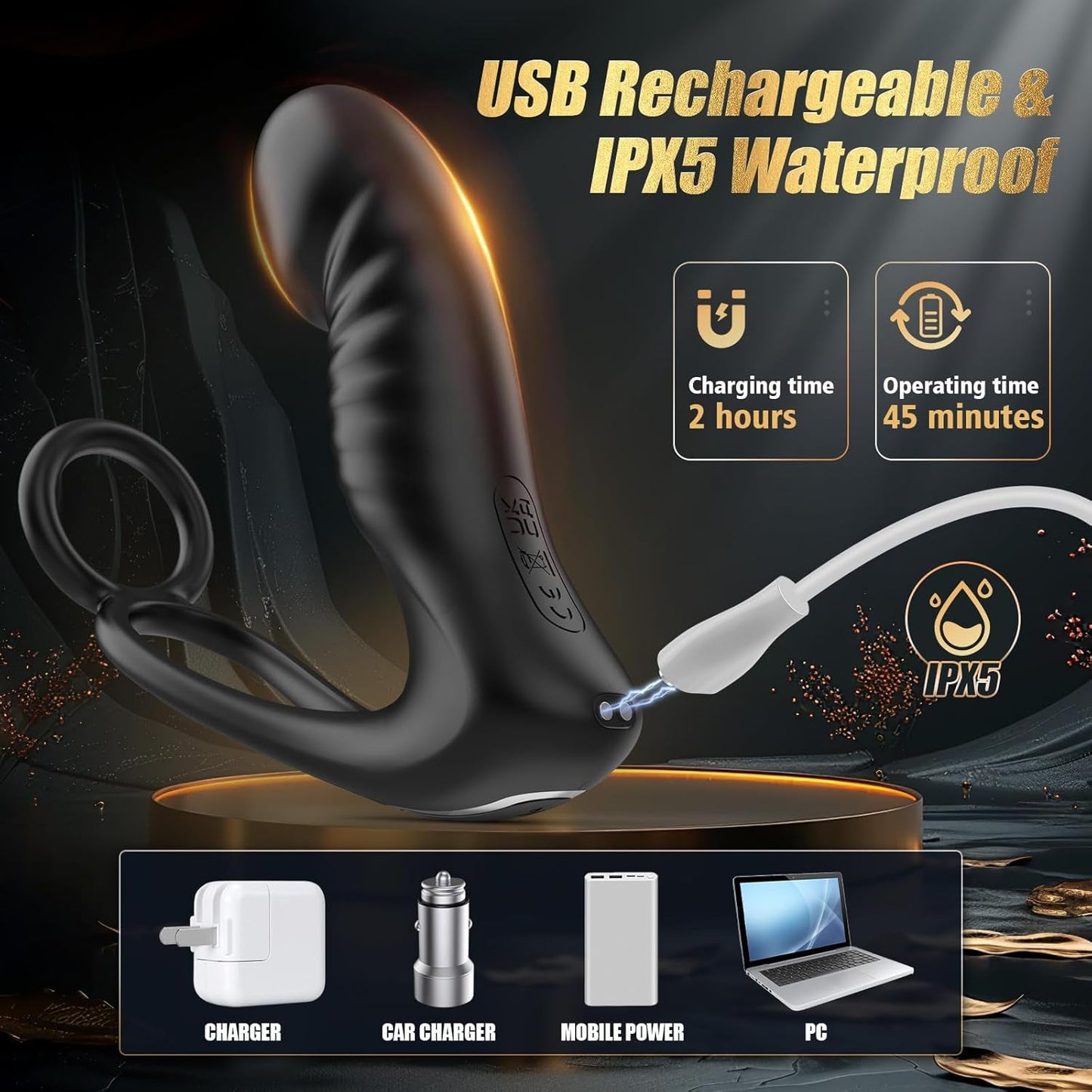 SlateOrbit Thrusting Prostate Massager Cock Ring 7 Modes - Vixen | Nova Network